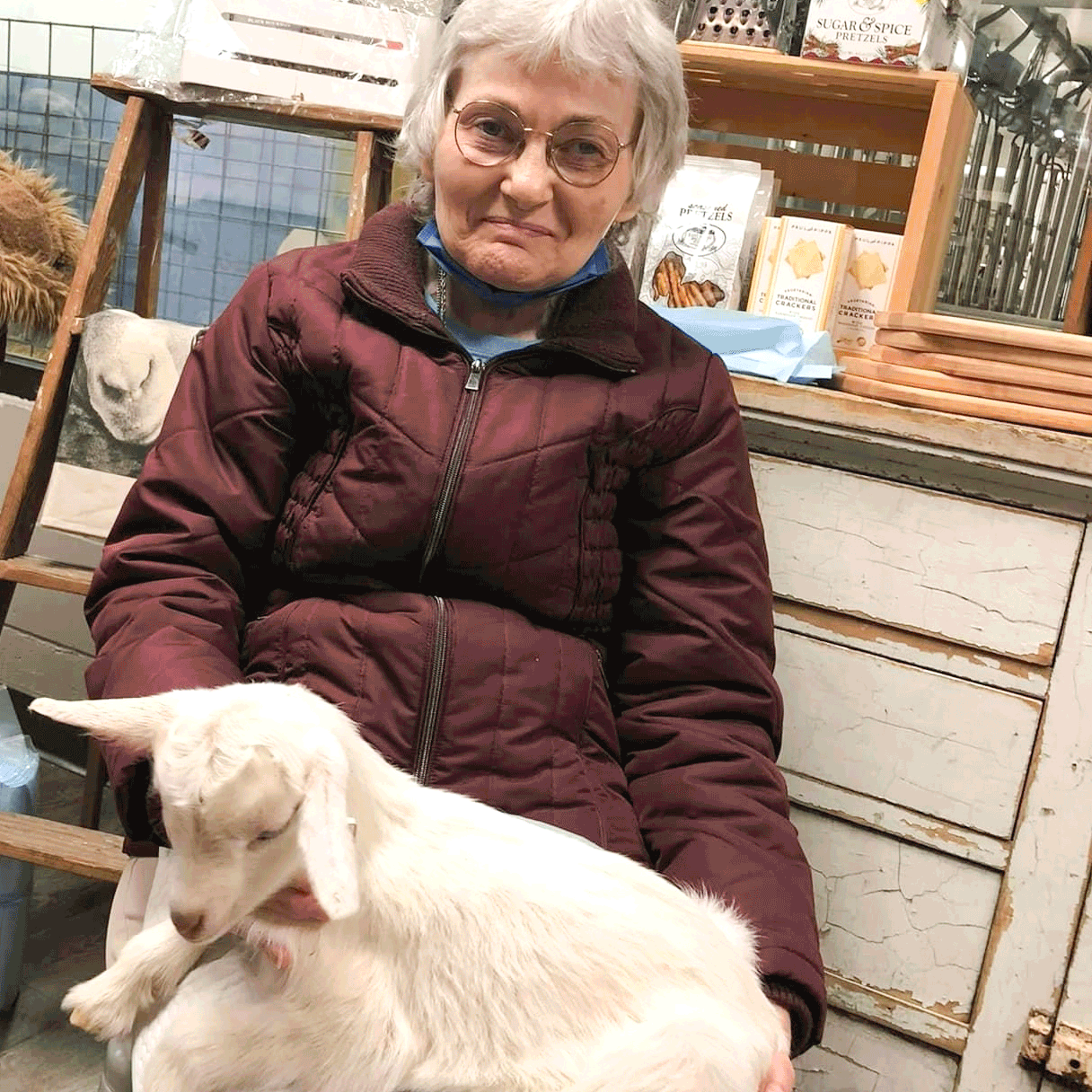 Sage Meadow Seniors Snuggling Goats