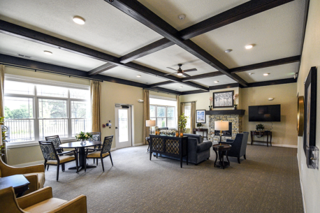 Common area with fireplace